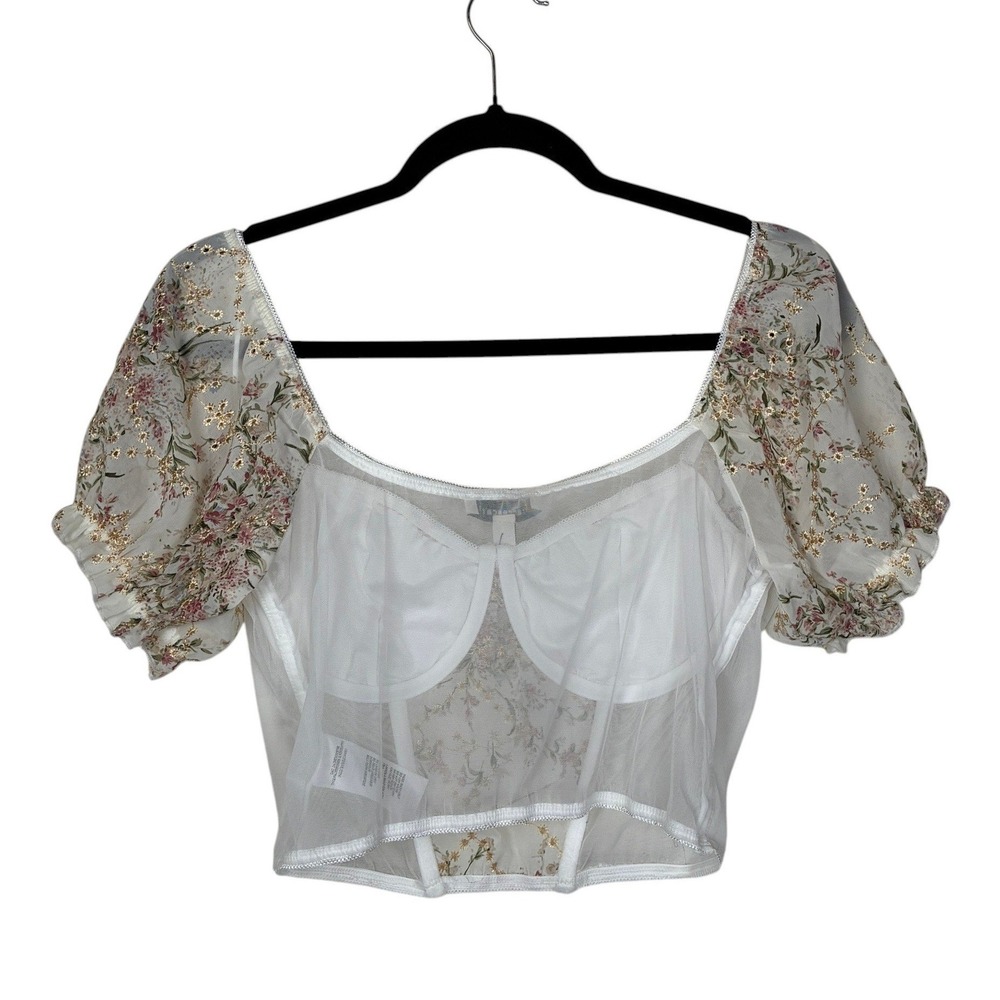 NEW Francesca's‎ Anna Floral Corset Top Size M Regency Wedding Bridal Dainty Ren - Picture 3 of 14